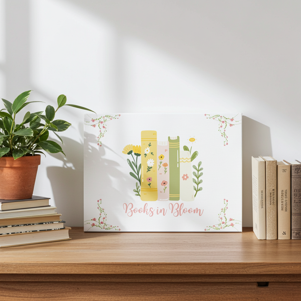 Books in Bloom Canvas Wall Art | Floral Book Decor for Readers, Cozy Reading Corner Wall Decor – Special Edition